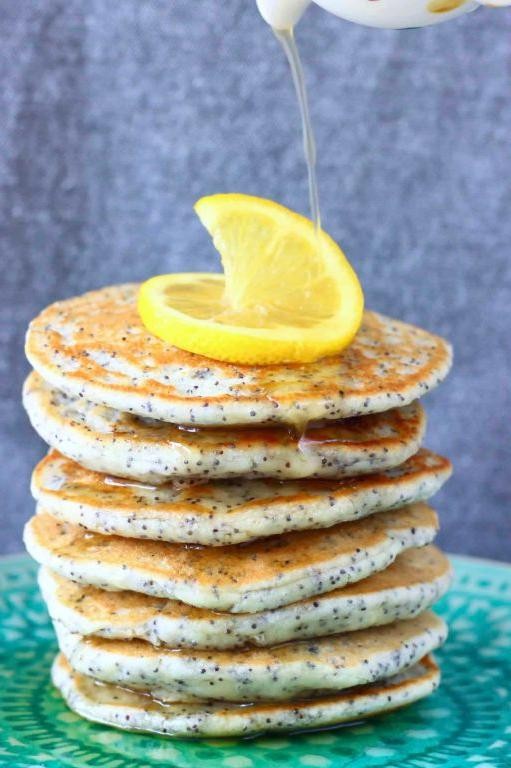 Lemon Poppy Seed Oat Flour Pancakes