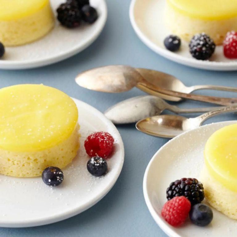 Lemon Pudding with Fresh Berries