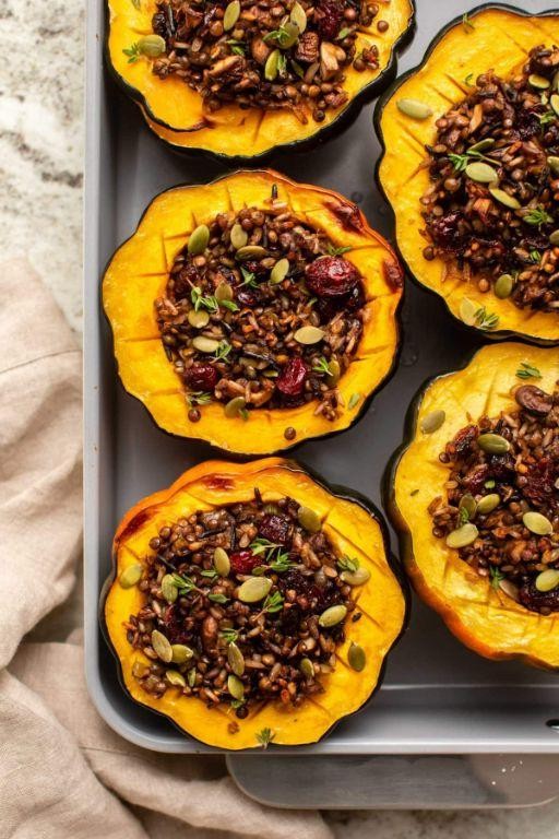 Lentil and Mushroom Stuffed Acorn Squash