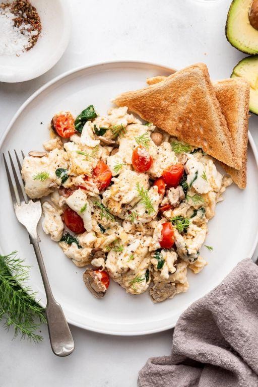 Light and Airy Egg White Scramble with Mushrooms