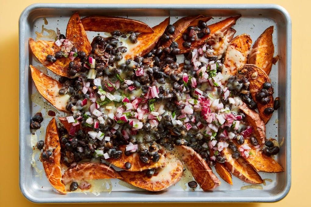Loaded Sweet Potato Fries with Black Beans