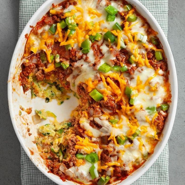 Loaded Veggie Pizza Casserole with Zucchini
