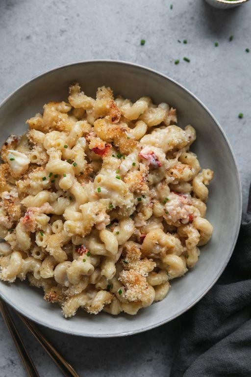 Lobster Mac and Cheese with Caramelized Onions