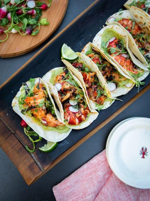 Lobster Newburg Tacos with Avocado Crema