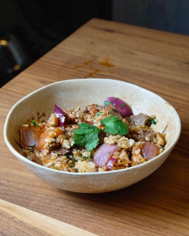 Lomo Saltado Fried Rice with Scallions