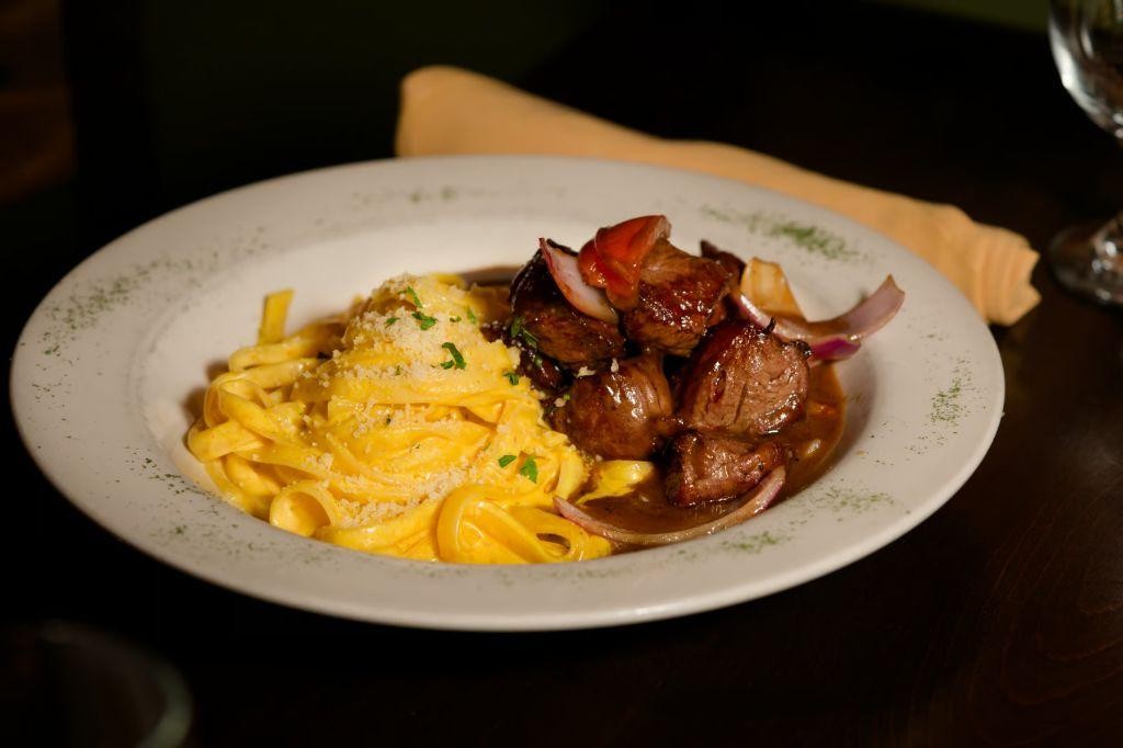 Lomo Saltado Pasta with Creamy Rocoto Sauce