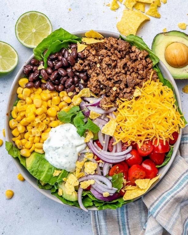 Low Calorie Beef and Bean Taco Salad