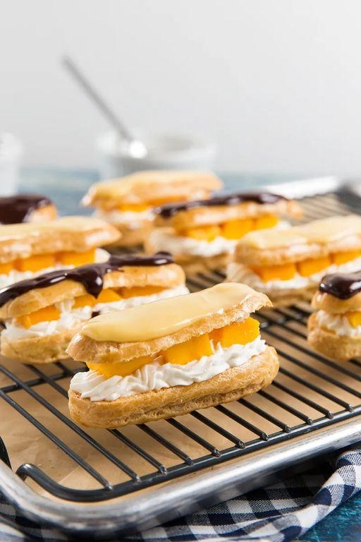 Mango Eclairs with Pastry Cream