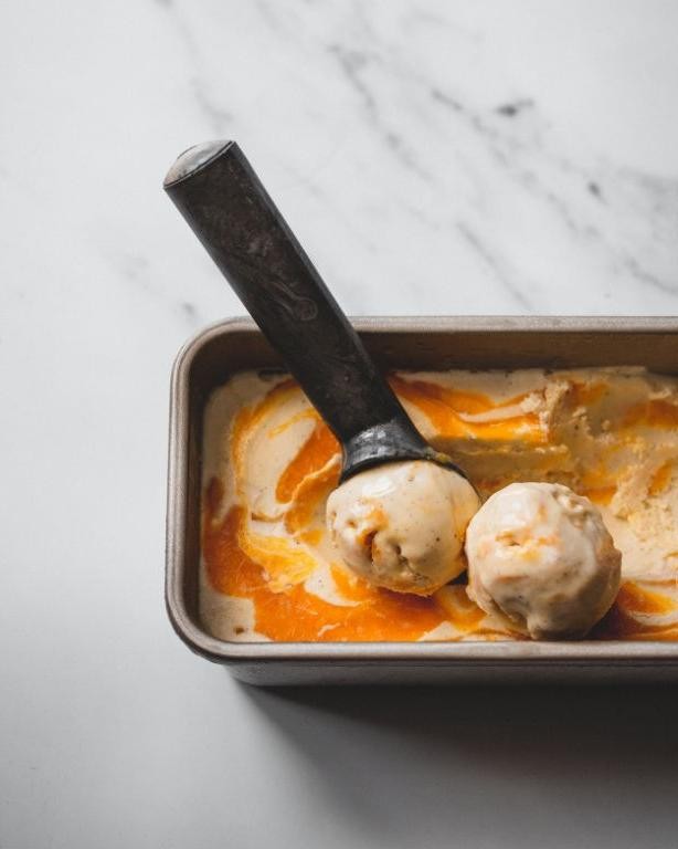 Mango Ice Cream with Cardamom Swirl