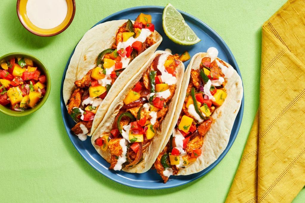 Mango Salsa Chicken Wonton Tacos