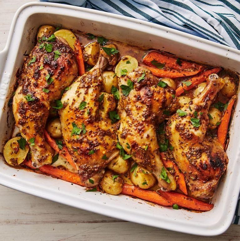 Maple Dijon Glazed Chicken Drumsticks with Carrots