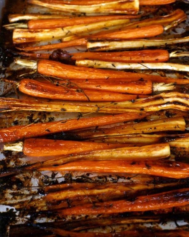 Maple Glazed Roasted Carrots and Parsnips