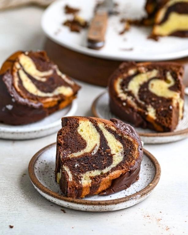 Marble Bundt Cake with Chocolate and Vanilla Swirls