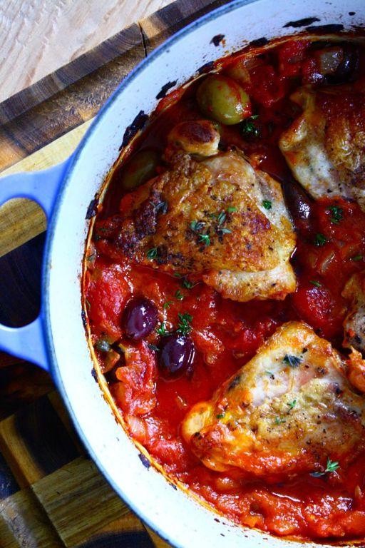 Marinara Braised Chicken Thighs with Olives