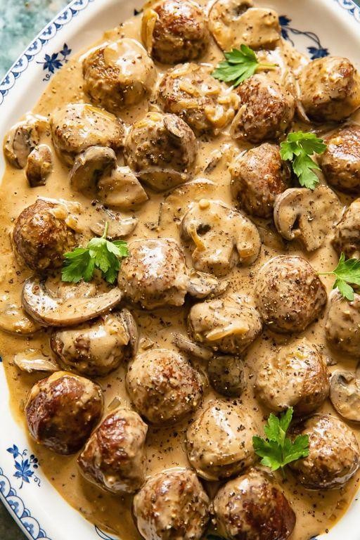 Meatball and Mushroom Stroganoff