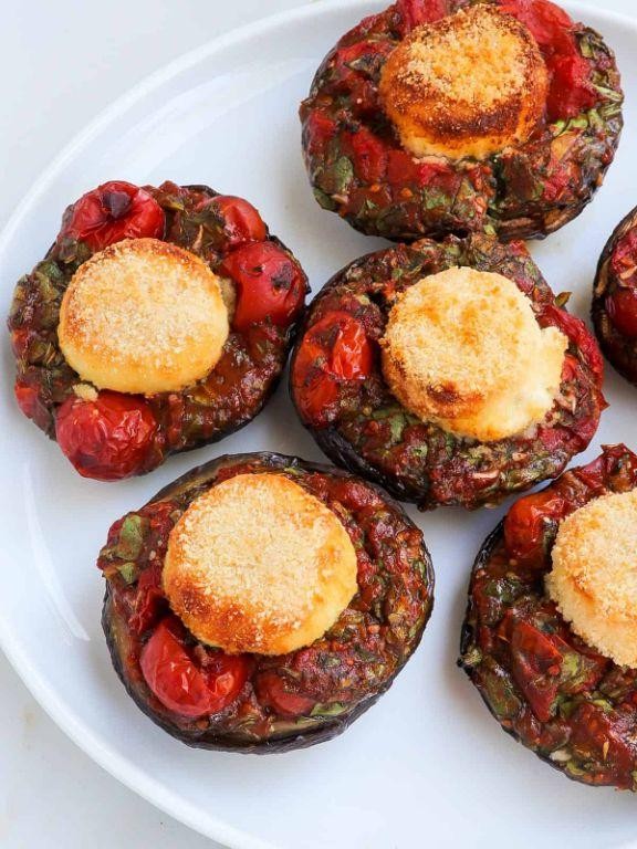 Mediterranean Air Fryer Stuffed Portobello Mushrooms