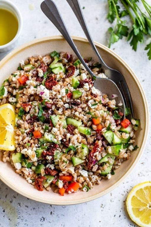 Mediterranean Farro Salad with Feta