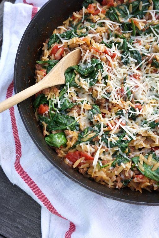 Mediterranean Ground Beef and Orzo Salad