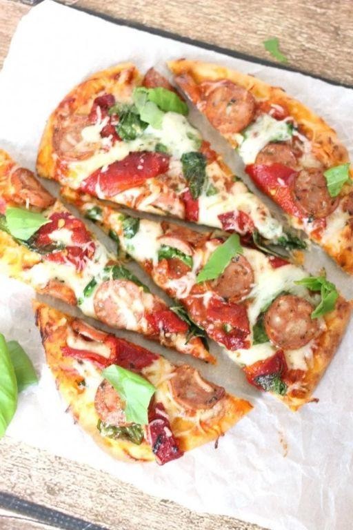Mediterranean Sausage and Peppers Flatbread