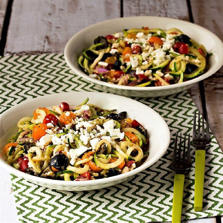 Mediterranean Zucchini Pasta with Feta and Olives