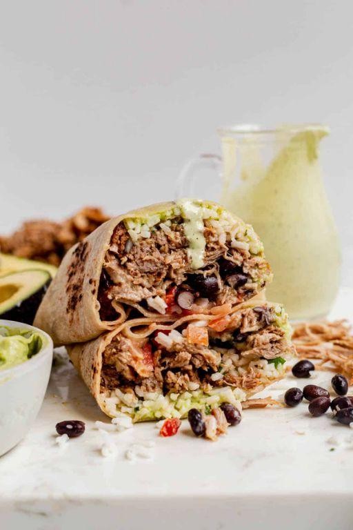 Mexican Pork Loin Burritos with Black Beans and Rice