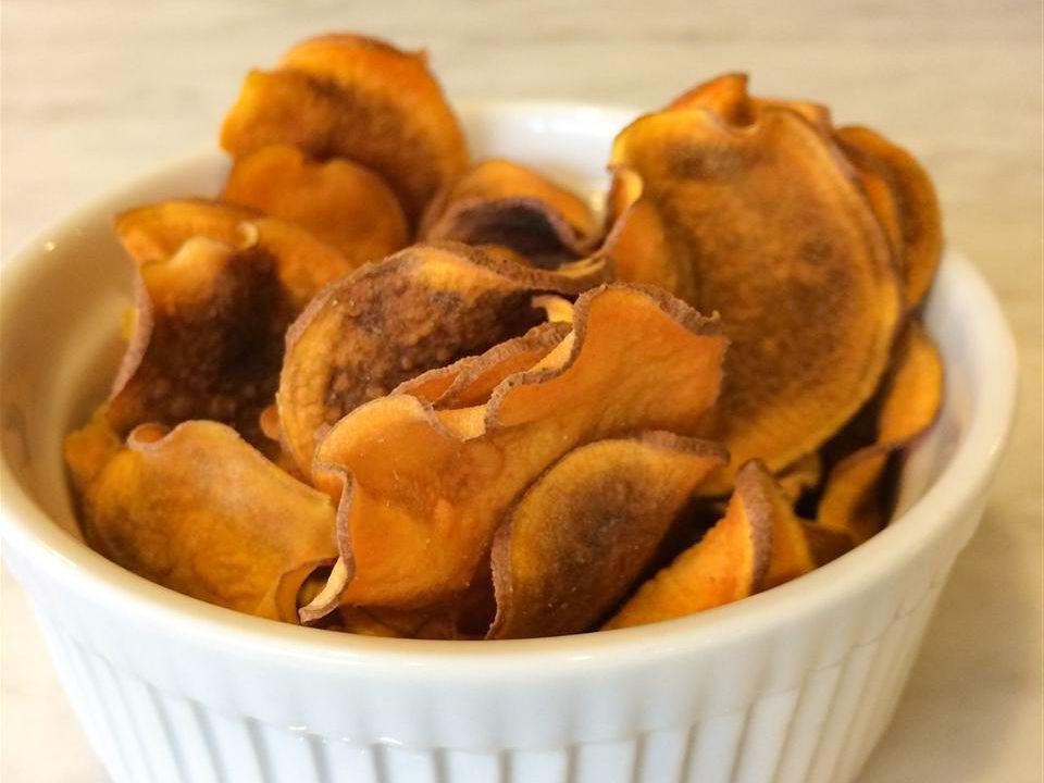 Microwave Sweet Potato Chips with Sea Salt