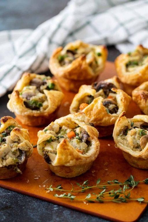 Mini Chicken Pot Pie Puff Pastry Appetizers