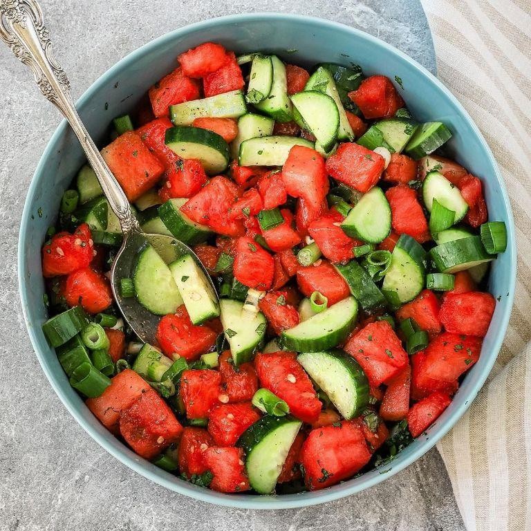 Minty Fresh Easter Fruit Salad with Watermelon and Cucumber