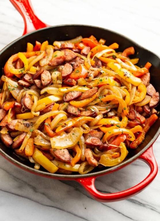 Moose Sausage and Peppers Skillet