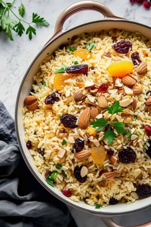 Moroccan Yellow Rice with Raisins and Almonds