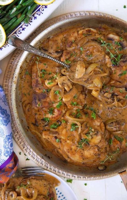 Mushroom and Onion Smothered Pork Chops