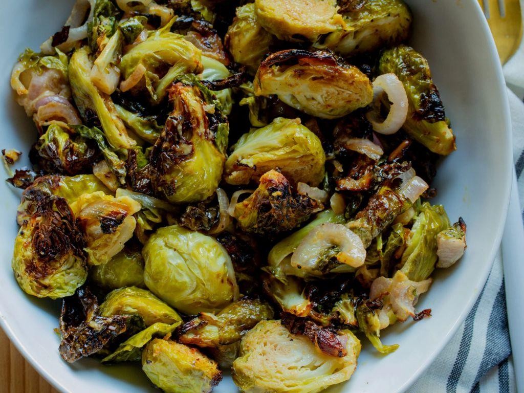 Mustard Glazed Air Fryer Brussels Sprouts