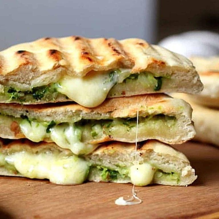 Naan Bread Panini with Pesto and Mozzarella
