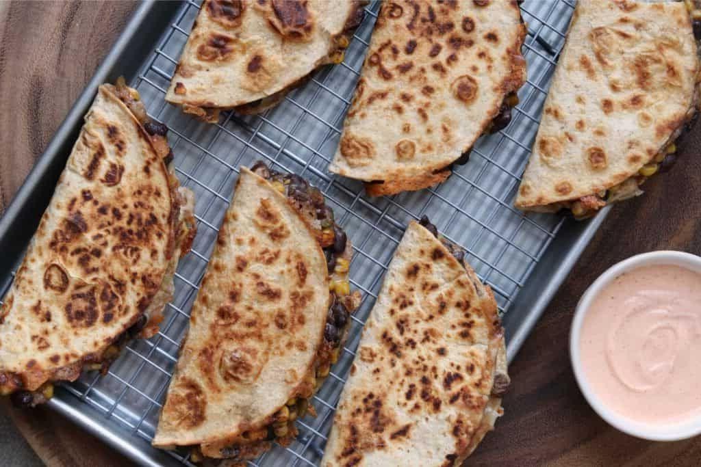 Naan Bread Quesadillas with Black Beans and Corn