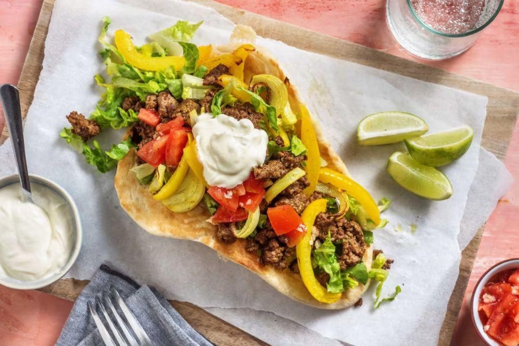 Naan Bread Tacos with Spiced Beef
