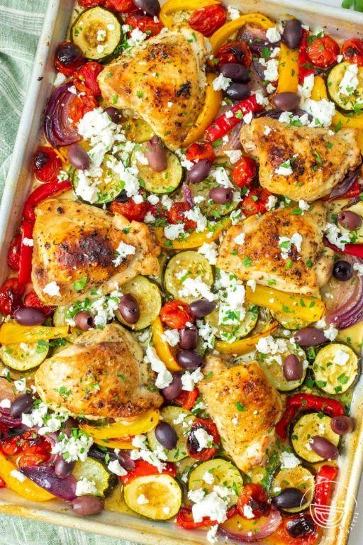 One-Pan Greek Chicken Thighs with Olives and Feta
