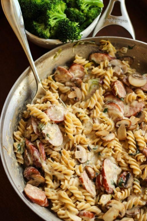 One-Pot Kielbasa Alfredo Pasta