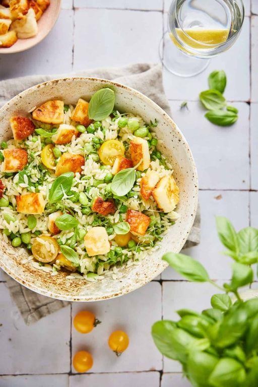 Orzo with Grilled Halloumi and Mint