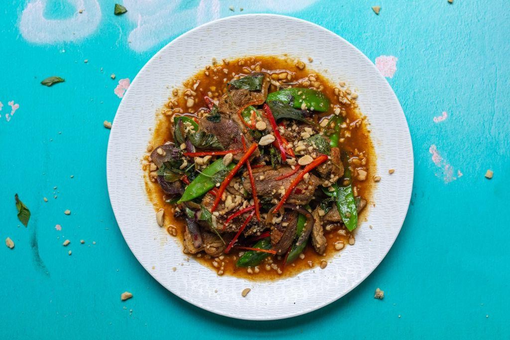 Pad Thai with Duck and Basil Leaves