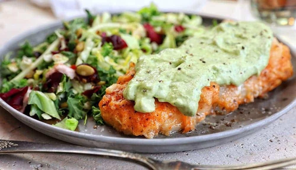 Pan Fried Haddock with Avocado Lime Crema