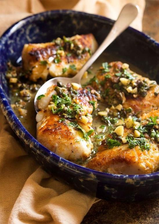 Pan Fried Haddock with Dill and Caper Sauce