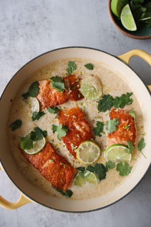 Pan Seared Salmon with Coconut Lime Sauce