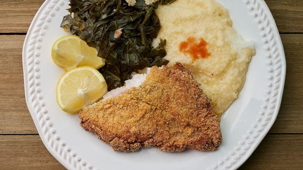 Pan-Fried Catfish with Collard Greens