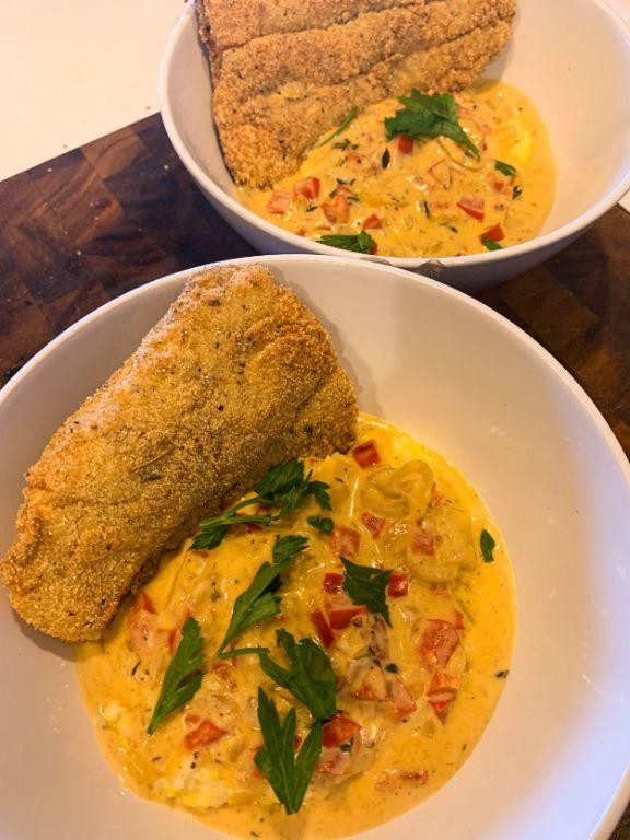 Pan-Fried Catfish with Creamy Grits
