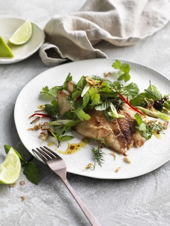 Pan-Fried Catfish with Fresh Herb Salad