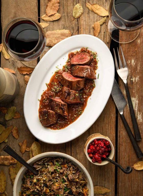 Pan-Seared Deer Tenderloin with Red Wine Reduction