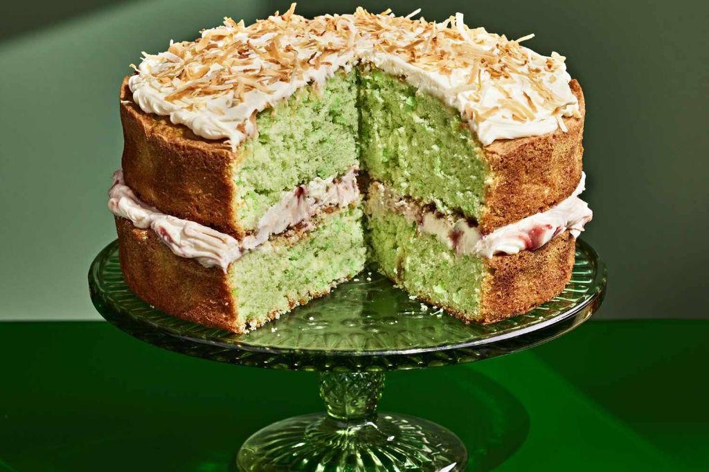 Pandan Coconut Cake with Kaya Glaze
