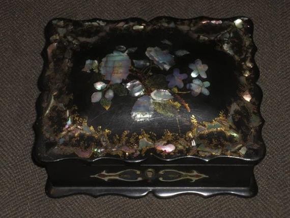 Paper Mache Jewelry Box with Embellishments