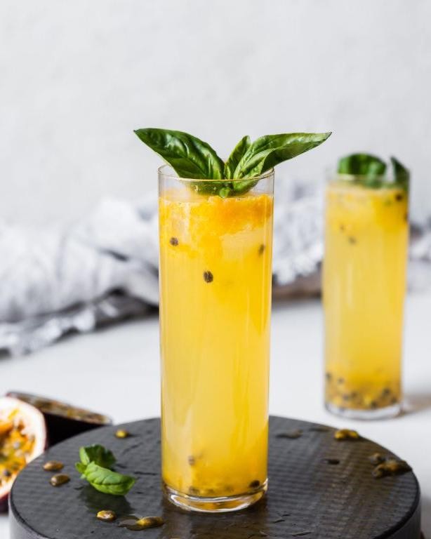 Passion Fruit Limeade with Fresh Basil