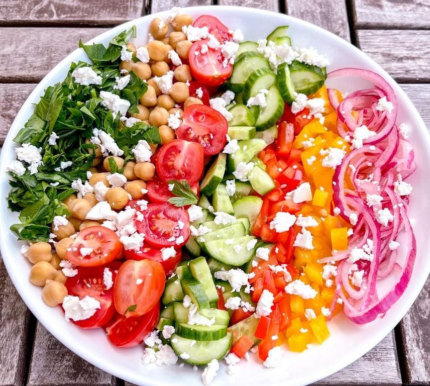 Pea Salad with Pickled Red Onions and Feta